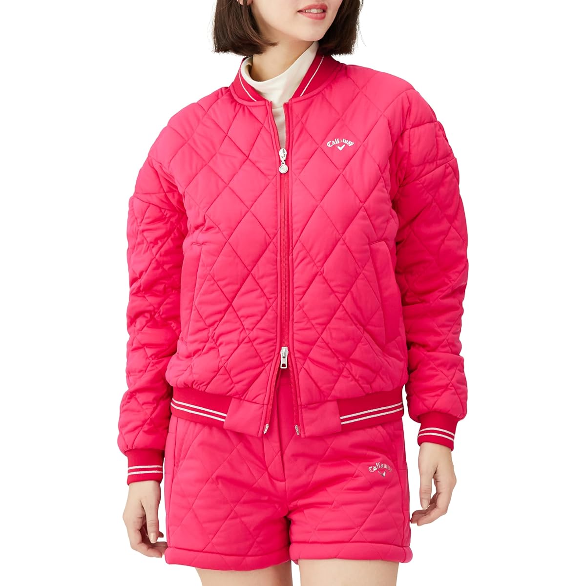[Callaway] Women's Water Repellent Full Zip Filled Blouson (Star Stretch: Stretchable/Windproof) / Outerwear Golf / C23215203