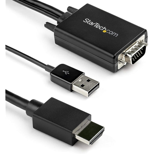StarTech.com VGA to HDMI Converter Adapter Cable 2m USB Audio Compatible 1920x1080 Analog RGB to HDMI Converter VGA2HDMM2M