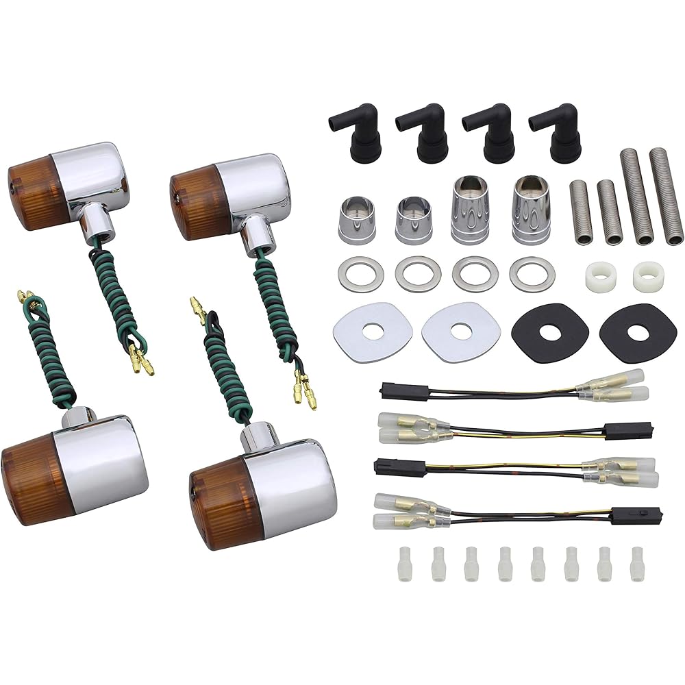 POSH Motorcycle Supplies Turn Signal Kit 71 Type Turn Signal Kit W800 (Compatible with 2020 Model) Plated Body/Orange Lens 043191-53