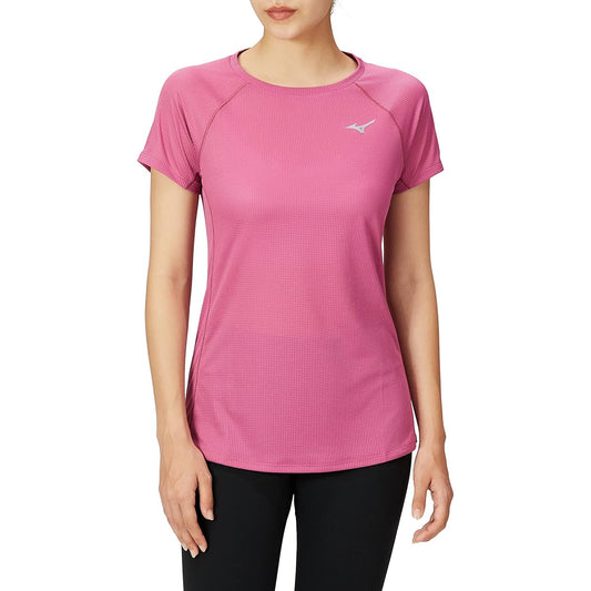 Mizuno J2MA2702 Women's Running Track and Field Wear, Dry Aeroflow T-Shirt, Highly Breathable, Aurora Reflective