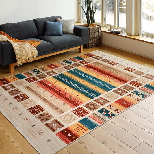 Hagiwara Wilton woven rug approximately 160 x 225cm "RAKKAS Vif" Gabbeh pattern Ethnic pattern Compatible with hot carpets and floor heating