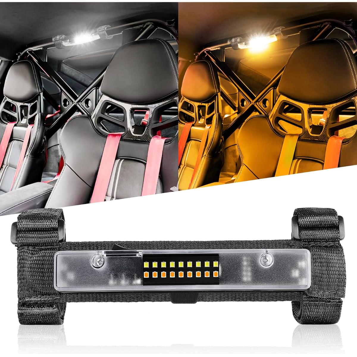 NIRIDER UTV Interior Light Universal Roll Bar Mount LED LED LED Light Utility Roll Cage Light Carticirite Interior Dome Light UTV ATV ATV ATV Polaris RZR CAN -AM Truck Car Off Road Car -White Amber