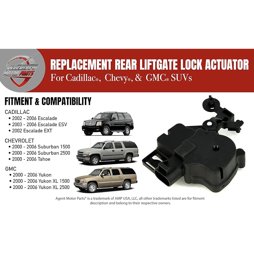 Real Lift Gate Hatchdor Lock Actuator -Chevoloraho -Chevolin, GMC Ucon, Denali, Cadillac Es Callade 2000-2006-15250765, 15808595, 746015, 25001736 replacement -tail gate lock actuator