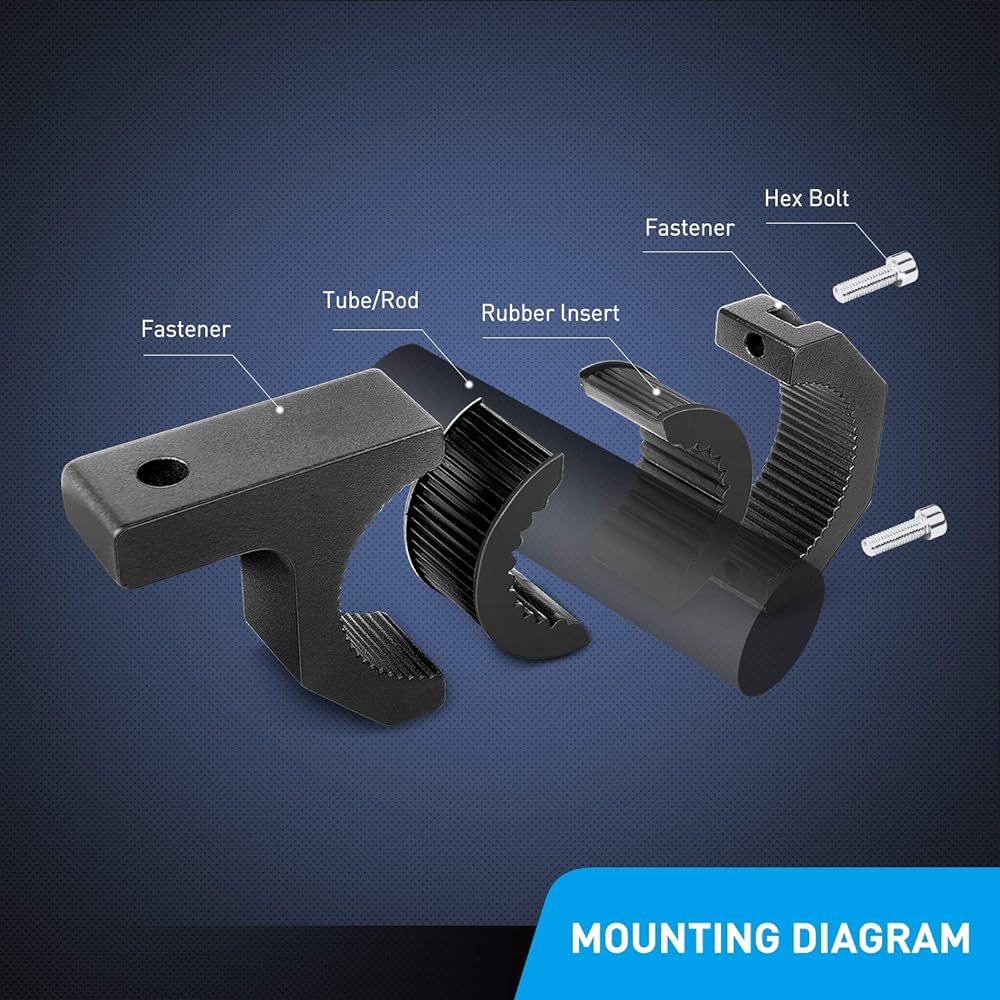 NILIGHT -90021D Mounting Bracket Kit 4 pieces LED Off -Road Light Horizontal Burtube Clamp Roof Roll Cage Holder Black