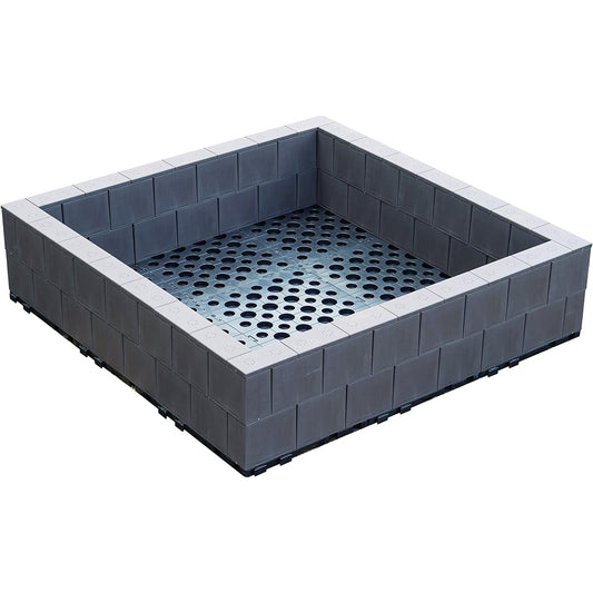System farm (assembled flower bed/vegetable garden) 90cm x 90cm x 2 tiers set Charcoal brown