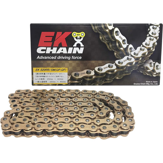 EK SX Ring Seal Chain 520RR/SM Gold 128L [Semi-Press Clip Joint]