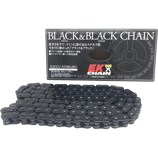 EK NX Ring Seal Chain 520ZV-X3 Black & Black 120L [Caulking Joint] -