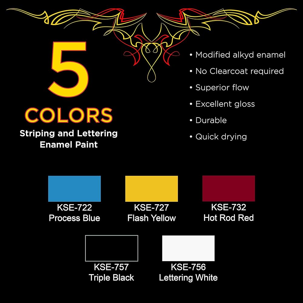 Custom SHOP Pinst Ripe Deluxe Box Kit -5 Color Tape Chart Redther Starter Set (3) Custom Shop Stripe Brush Mix Stick Mixing Cup -Storage Box