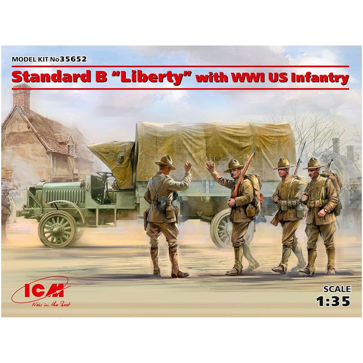 ICM 1/35 World War I US Army Truck Standard B Liberty w/American Infantry Plastic Model 35652