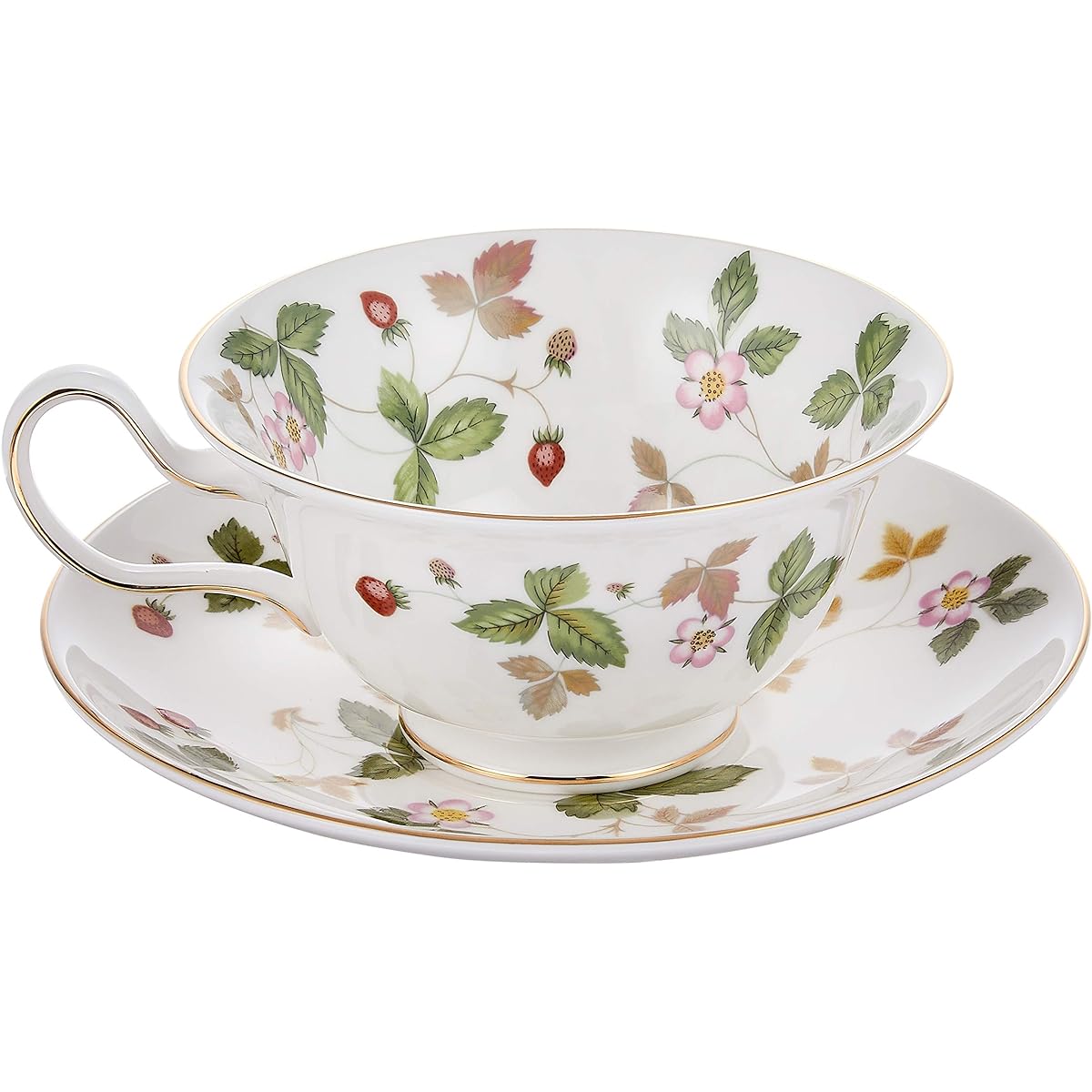 Wedgwood Wild Strawberry Porcelain Tea Cup & Saucer Peony [Parallel Import]