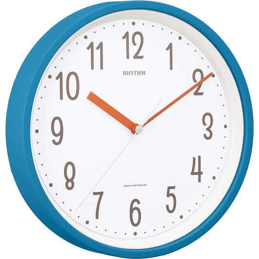 RHYTHM Wall Clock Radio Clock Continuous Second Hand Small Hanging Interior Clock Blue φ25x4.4cm RHYTHM PLUS Standard Style 143 8MYA40NC04