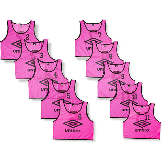 [Umbro] Bibs Set of 10, Numbered, with Bag, Soccer, Futsal, Basketball, Practice, Club Activities, Unisex SPNK FREE