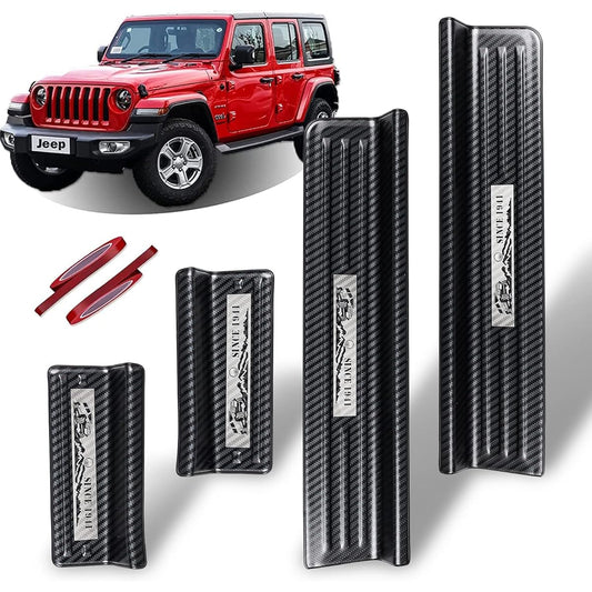 ROWA Doorgard JEEP 2018-2022 WRANGLER JL JLU & 2020-2022 Gradiator JT Carbon Fiber Pattern 304 Stainless Steel Droad Dear Guard Full Cover Dore Cover Protector (Patent Design)