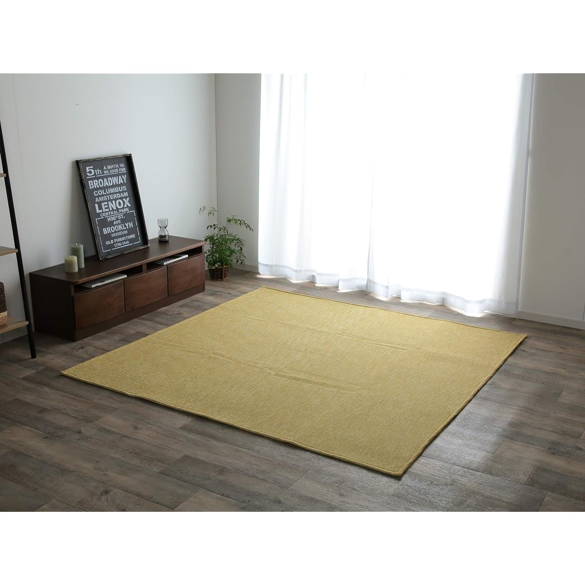 Ikehiko Rug Carpet Mat 2 Tatami Jacquard Yellow Approx. 185 x 185cm (Hot Carpet Compatible) #9831319