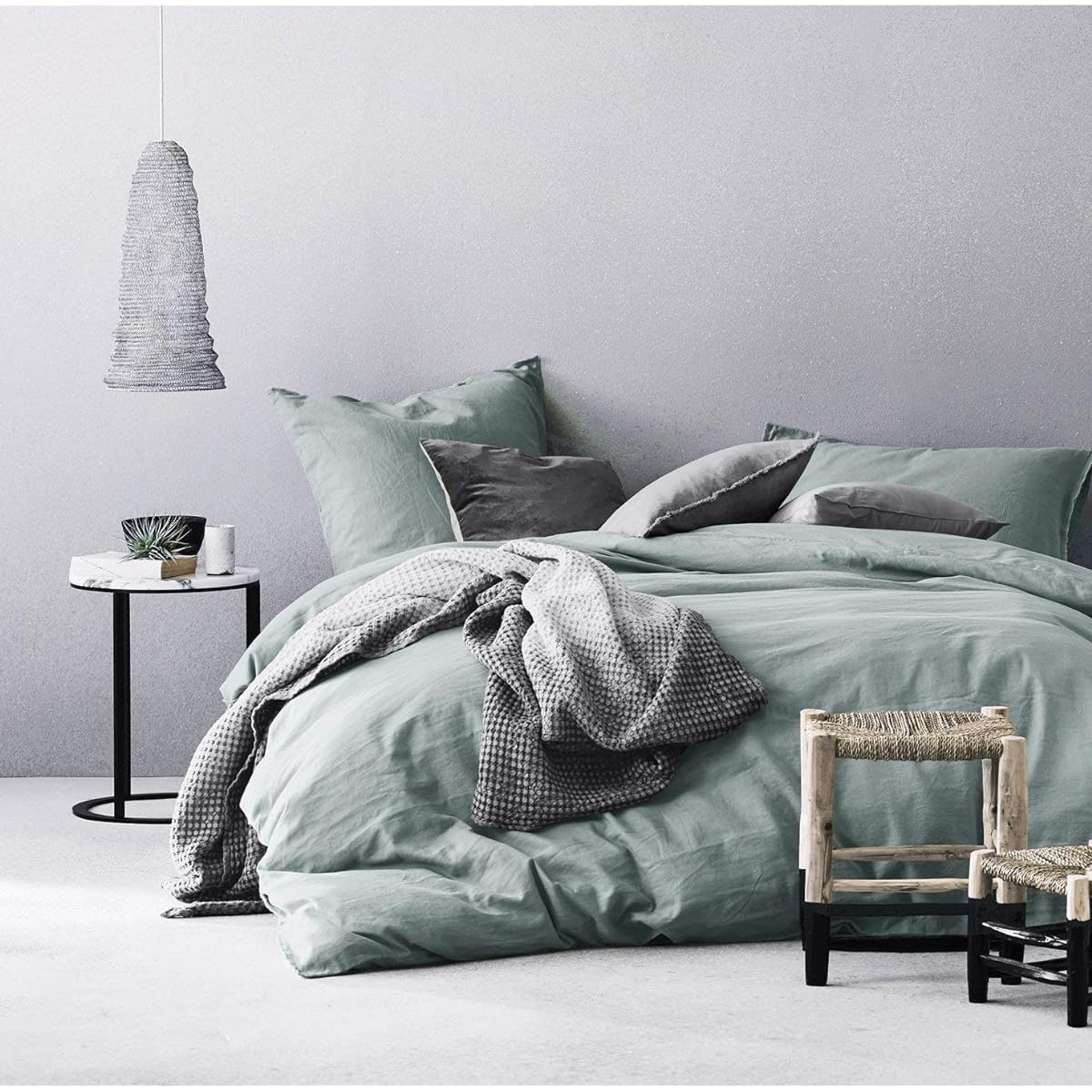Leadtimes Duvet Cover, 100% Cotton, Mint Green, Duvet Cover, Bedding Set, Pillowcase Included, Quick Drying Type, For Both Western and Japanese Style, Suitable for All Seasons, Stylish, Bedding Cover, Soft to the Touch (Mint Green, Double)