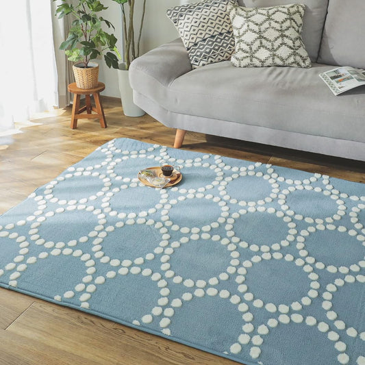 Glam Style Tambourine Rug Area Rug Carpet Washable 2 Tatami Mats 190 x 190cm Scandinavian Anti-slip Hot Carpet Compatible with Floor Heating Blue