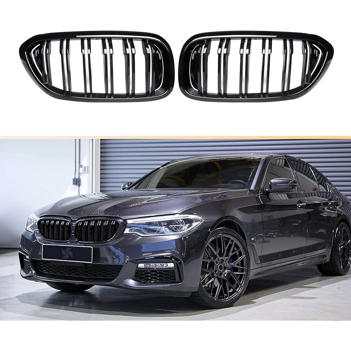 Front Grill/Grill Kidney Grill replacement BMW 5 Series G30 G31 F90 (ABS, Gloss Black)
