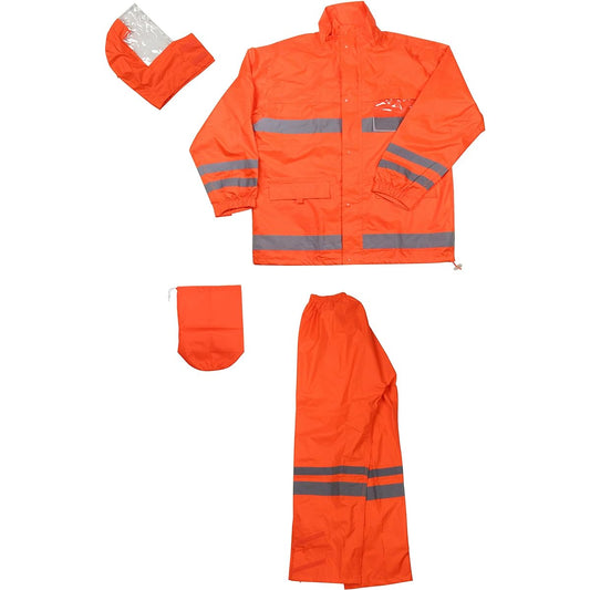 Funahashi Safety Rain Orange BEL Ultra-lightweight Breathable Rainwear 《With reflective material on the chest, back, legs, and arms》