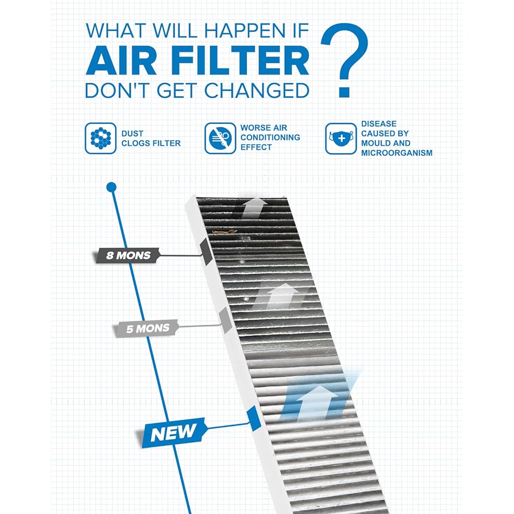 PHILTOP Cabin Air Filter CF10141 Equinox Torrent Vue XL-7 Premium ACF077 Cabin Filter Activated Carbon Clean Air Flow Removes Dust Pollen