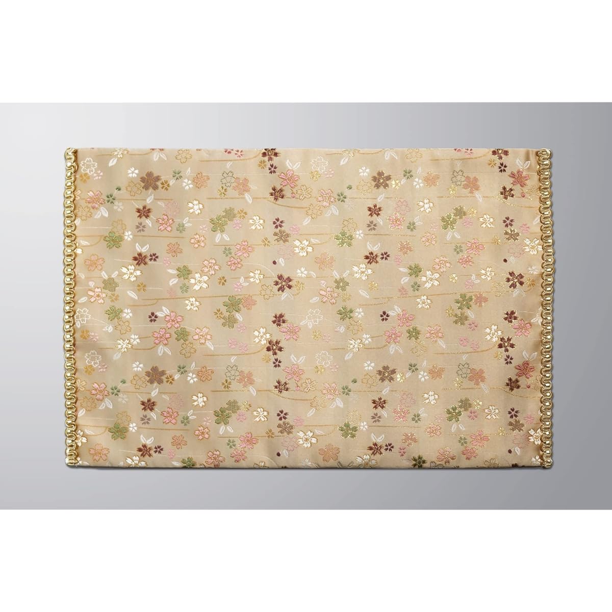Desk Mat, Desk Hanging, Cherry Blossom Pattern, Flame Retardant, High Quality Brocade Rug (No. 22, White Brown Border)