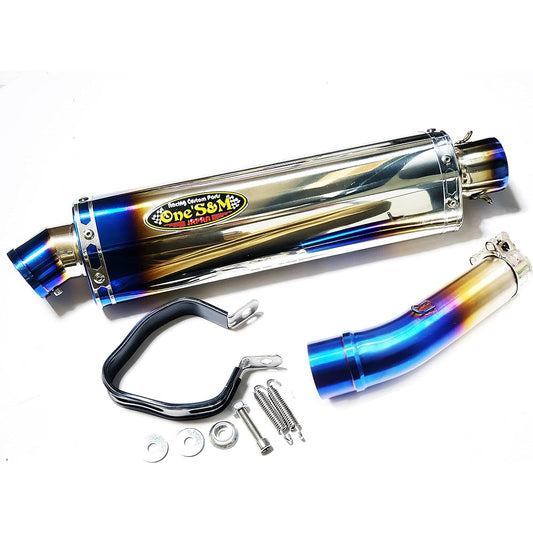 W2-54TLB Outlet For genuine exhaust pipe only 50.8mm 50.8φ Muffler with intermediate pipe Slip-on Titanium grilled color exhaust pipe x Titanium grilled color long delta Ver Muffler Silencer For CB400SF NC42 only