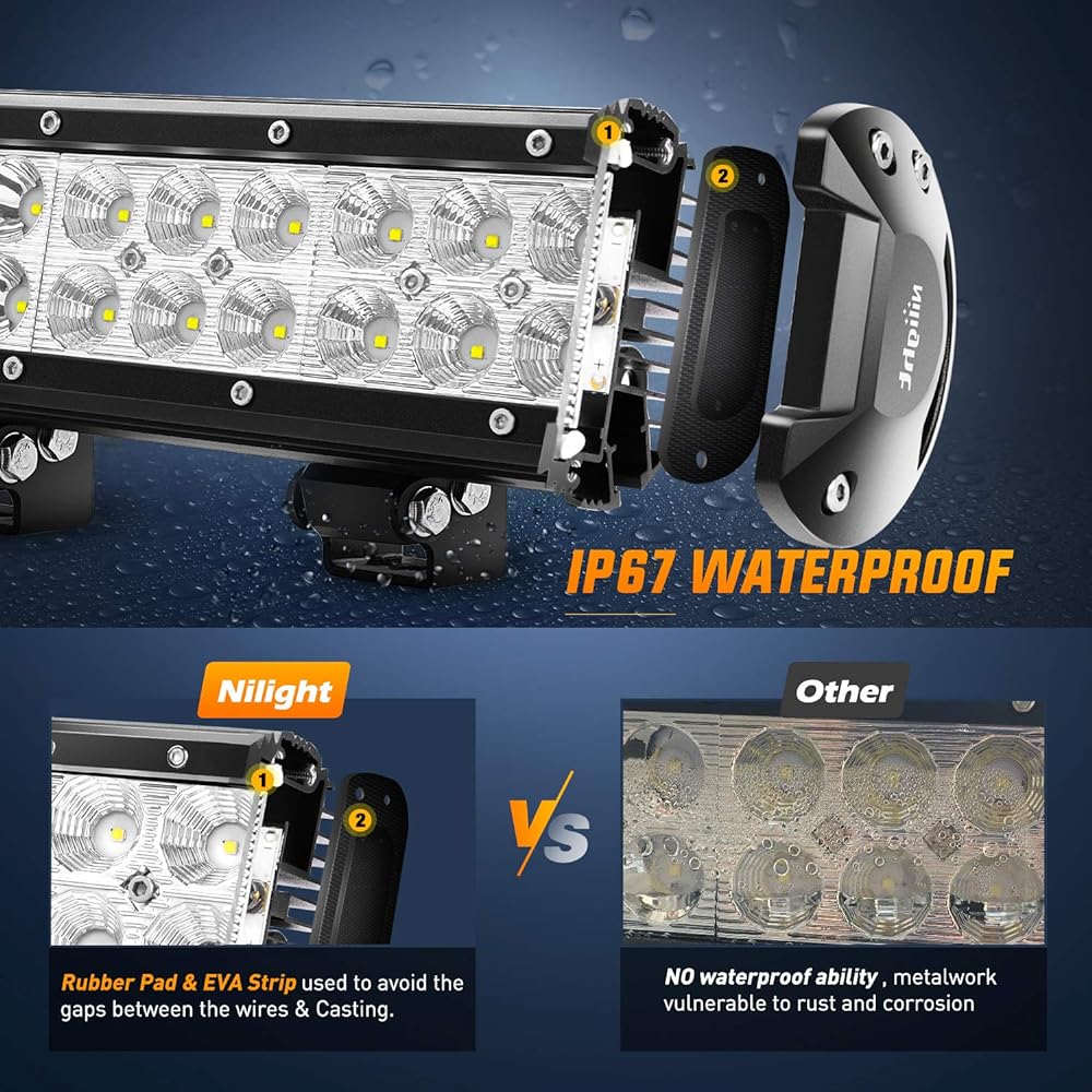 NILIGHT 31 inch 198 W LED Light Bar Flood Spot Combo OFF ROAD WORK Light Driving Fog Light for SUV Boat 4 X 4 Jeep Lamp, 2 Year warranty