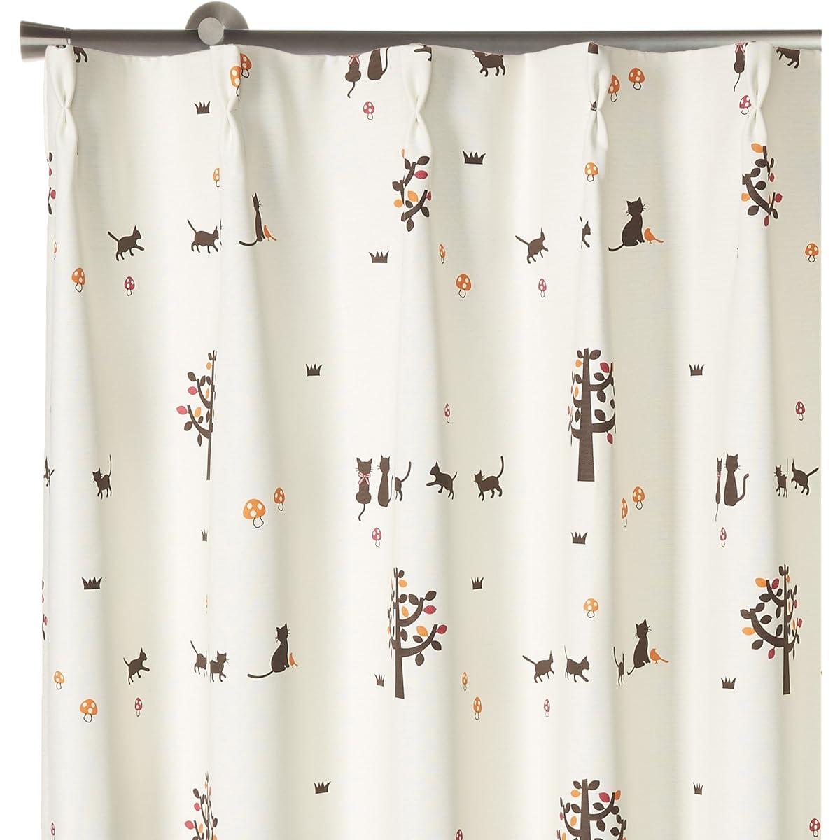 Arie Shape Memory Curtains, Nekotan, Set of 2, 100 x 178 cm, Orange
