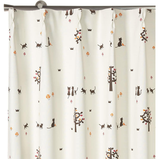 Arie Shape Memory Curtains, Nekotan, Set of 2, 100 x 178 cm, Orange