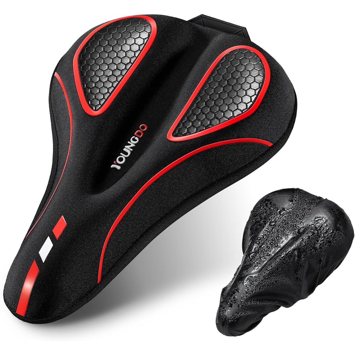 YOUNGDO Bicycle Saddle Cover, Saddle Cushion Cover, Saddle Cover, Ultra Thick, Memory Foam Cushion, Waterproof Cover Included, Doesn't Hurt Your Butt, Shock Absorption, Anti-Slip, Breathable, Shock Absorption, Easy to Install