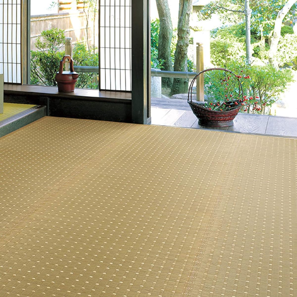 Hagiwara Igusa Beige Edoma 6 tatami (approx. 261X352cm) Domestic Igusa Flower Mat Carpet "Kiccho" 22102460