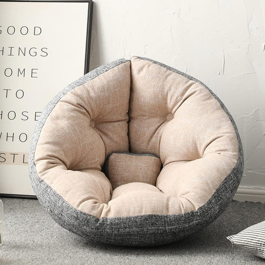 Chair Sofa Cushion Stylish Cute 3D Shell 1 Seater Seat Cushion Floor Cushion Chair Cushion (Gray/Creamy White, M)