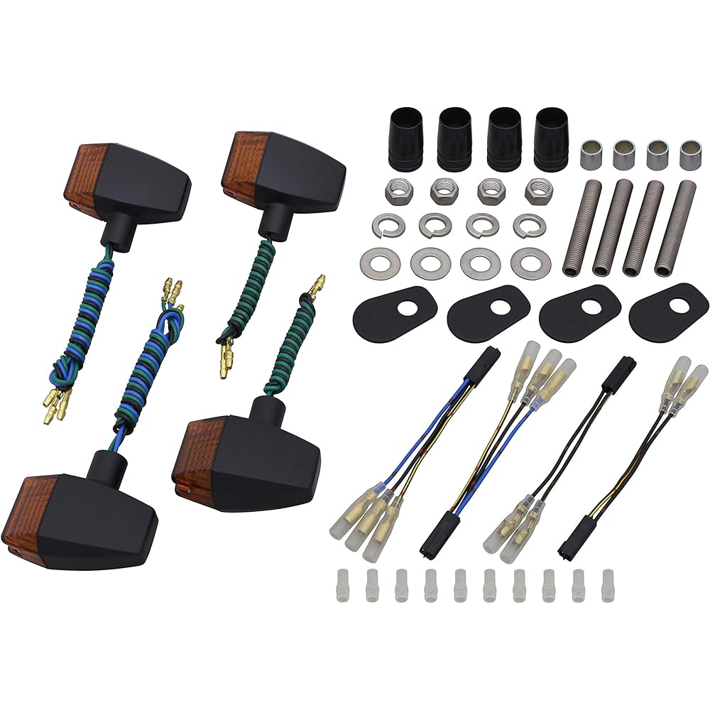 POSH Motorcycle Supplies Turn Signal Classical Slim & Sharp Type Vehicle Specific Set ZRX1200R ('04~'08) Black Body/Orange Lens 071646-56
