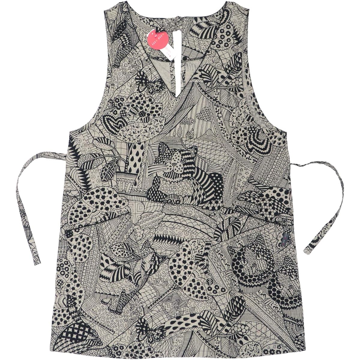 isso ecco Apron One Piece Cat Zen Free Size Made in Japan Cat (Black)