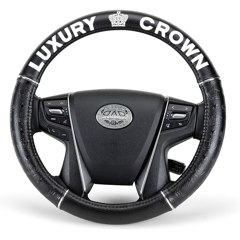 Garcon DAD Steering Cover Steering Cover Type Crown Base Black Logo White Size S D.A.D HA556-01