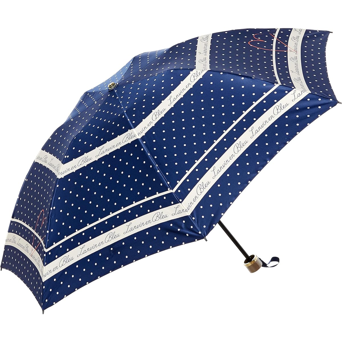 [Lanvin Blue] MOONBAT LANVIN en blue Dot Pattern Umbrella Folding Umbrella Stylish Heart Cute Women's
