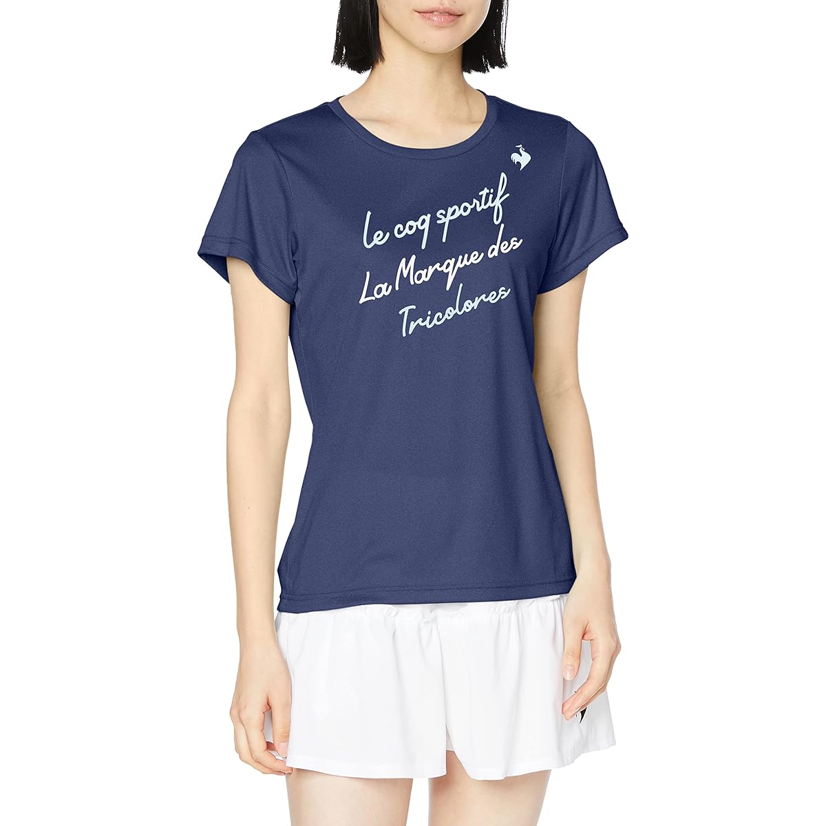 [Le Coq Sportif] Short Sleeve Shirt, T-Shirt, Heathered, Tennis Practice Print, Sweat Absorbent, Quick Drying, UV Protection (UPF50+), Women's