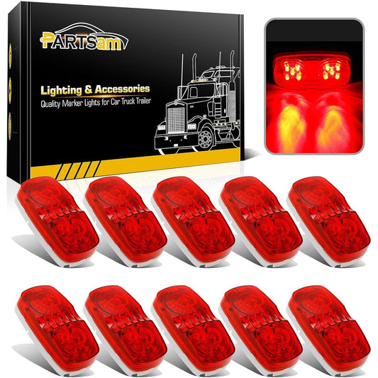 PARTSAM 10 pieces 4 inch double bubble bubble bubble -red 10 LED side marker light sealed waterproof rectangular tiger clearance light RV truck trailer camping car surface installation