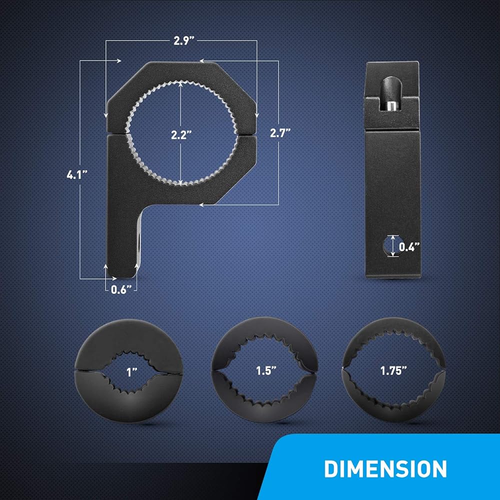 NILIGHT -90021D Mounting Bracket Kit 4 pieces LED Off -Road Light Horizontal Burtube Clamp Roof Roll Cage Holder Black