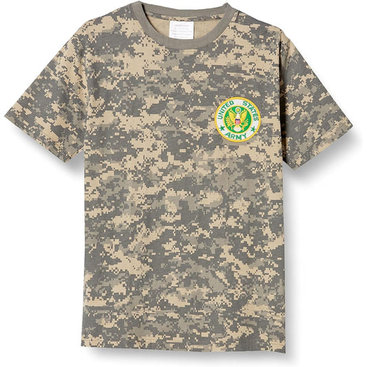 [Fstyle] T-shirt, US Army emblem embroidered emblem, camouflage T-shirt F-SD020752