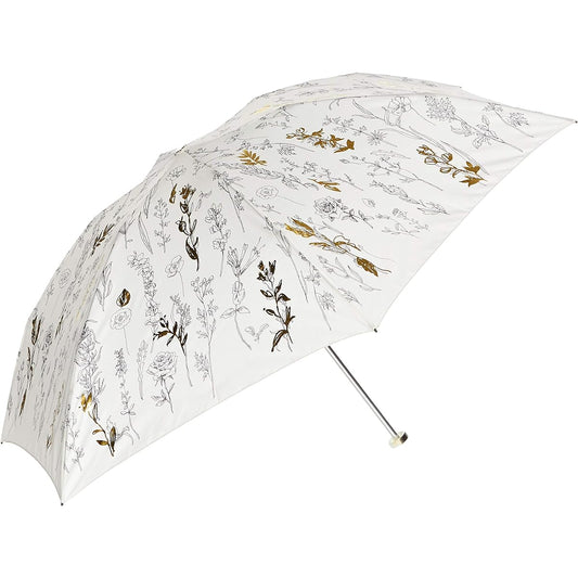 [Jill Stuart] AURORA JI-17733-33 Doodle Botanical Print Taffeta Carbon Lightweight Folding Umbrella Women's