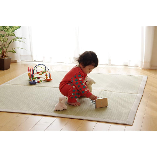 Ikehiko Rush Rug Carpet F)MUKU Approx. 140 x 140cm Made in Japan Urethane Back #8231850