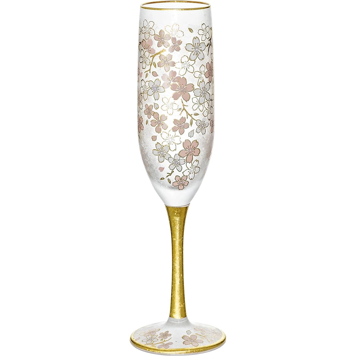 Adelia Champagne Glass El Dorado Cherry Blossom 180ml [SAKURA/Flute Glass] Made in Japan Present in Cosmetic Box Birthday Gift Present 6529