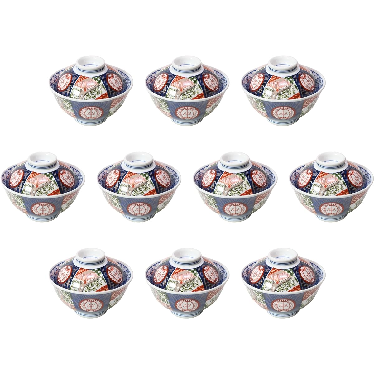 Set of 10 Nishikizakura Anti-lidded bowl [15.7 x 12cm 690g] [Lidded bowl] [Tendon, Katsudon, Oyakodon, Japanese tableware, restaurant, commercial use]