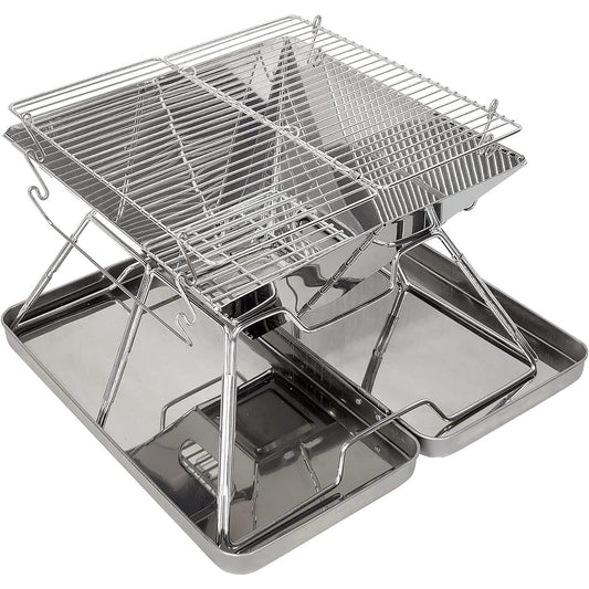 Alice in the Land of Miscellaneous Goods Foldable Bonfire Stand Barbecue Stove Camping Foldable Outdoor BBQ Bonfire Stand Portable with Ash Tray for 2-4 People Storage (3D Type)