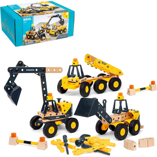 BRIO Builder Volvo Construction Vehicle DX Set 34597 "Total 213 Pieces" Ages 3 and up (Carpenter Tool Play Toy Educational Toy Pretend Play) Yellow