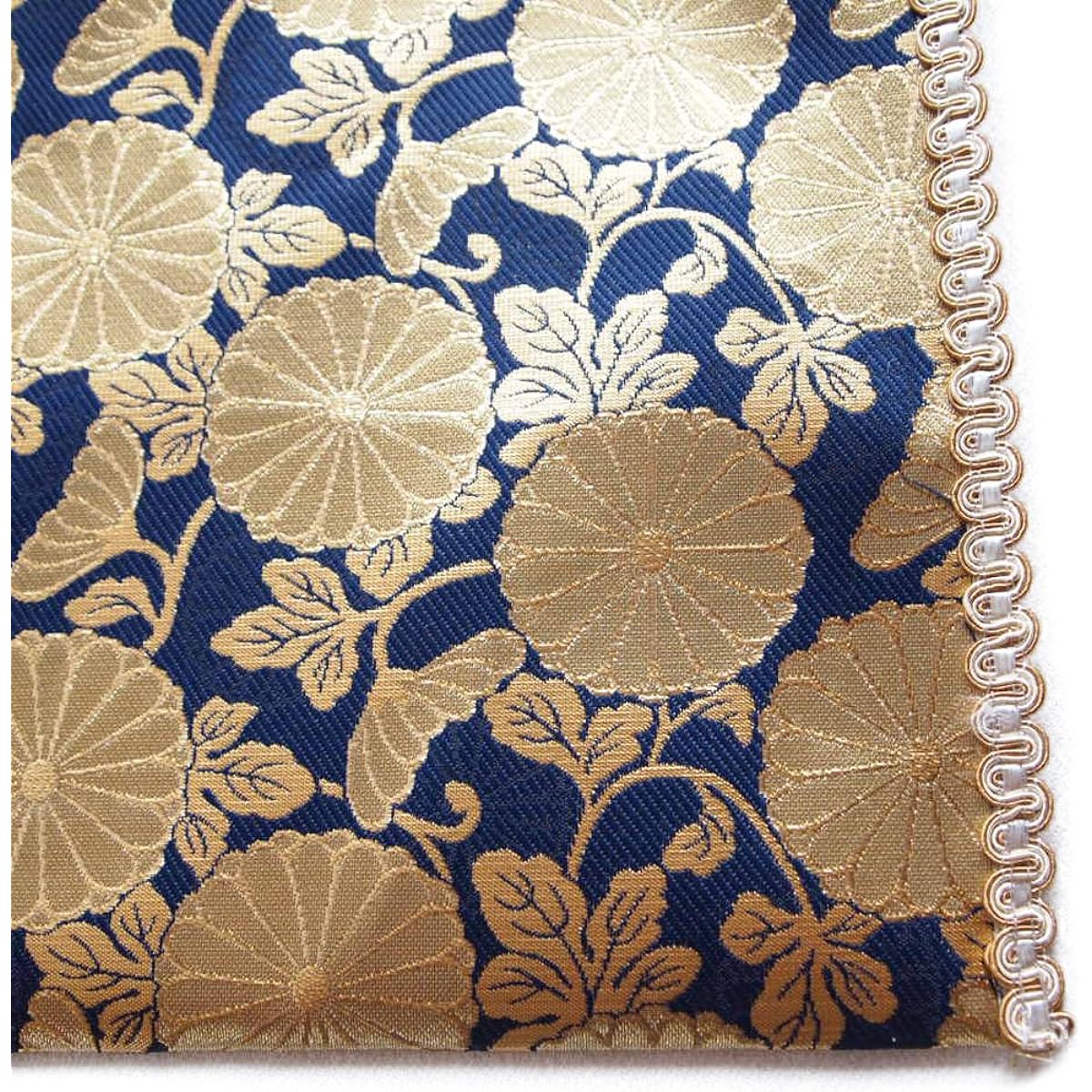 Sutra Desk Mat, Fireproof, Flame Retardant, Buddhist Altar Mat, Pawn, Sutra Desk Hanging, Masanishiki (Chukyo: No. 25 (38.7 x 60cm), Large Pattern, Navy)