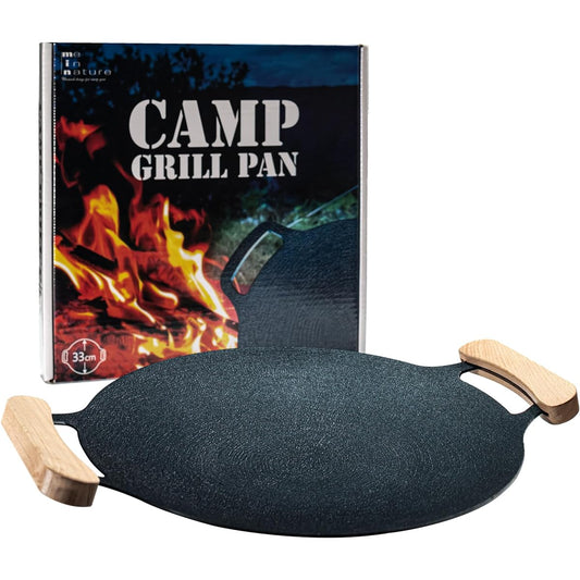 Multi-grill pan [optimum design for camping] Grill pan, multi-griddle pan, 33 cm, 4 mm thick aluminum alloy, handle, bag included, iron plate, multi-pot, camping grill pan, outdoor, can be used on gas and electric stoves (me in nature), me in nature