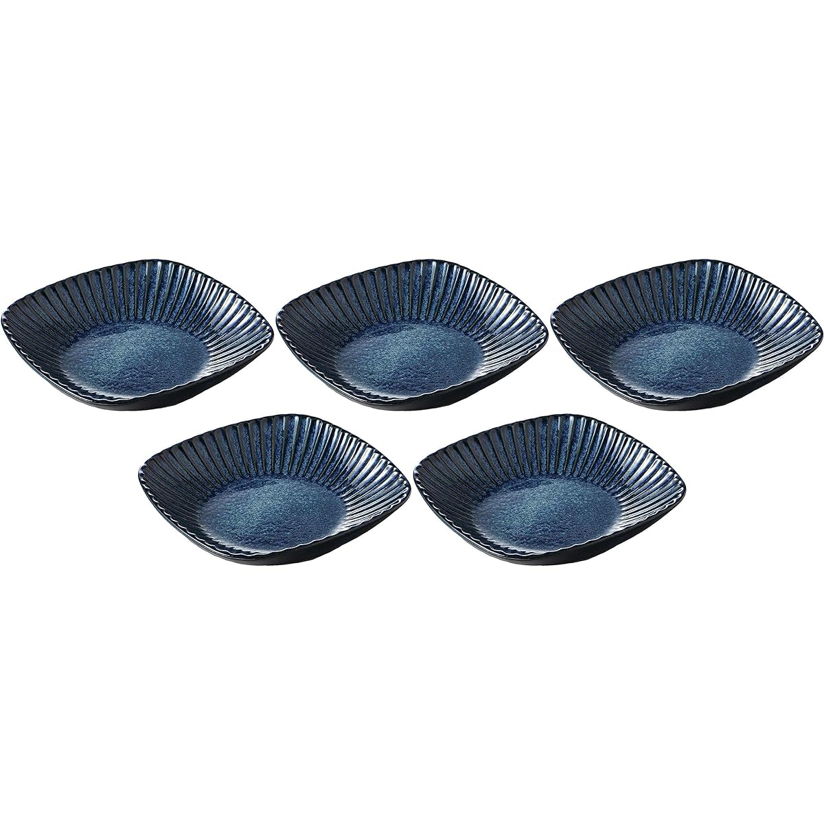 Set of 5 kiln dark blue sogi square bowl [19 x 19 x 4.2cm] [Square bowl]