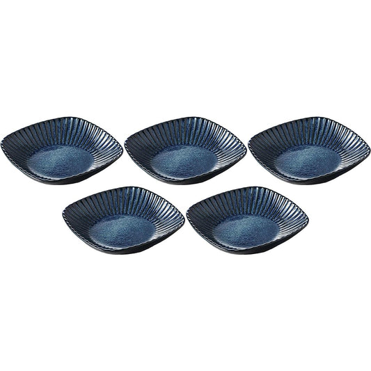 Set of 5 kiln dark blue sogi square bowl [19 x 19 x 4.2cm] [Square bowl]