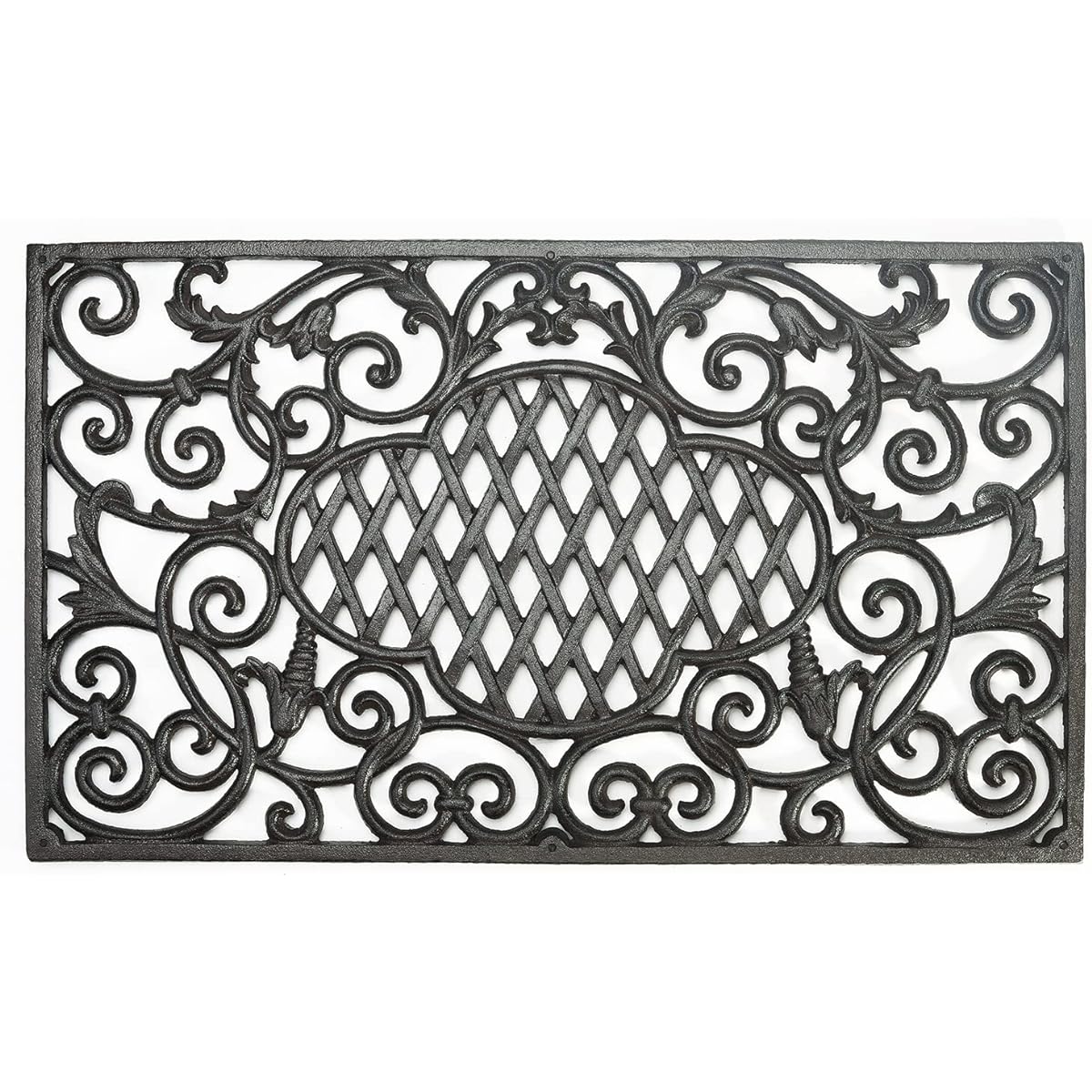 Sungmor heavy cast iron door mat, 61CM rectangular front door mat, non-slip outer mat shoe shiner, beautiful retro cloud and vine design decorate your home garden garden entrance mat